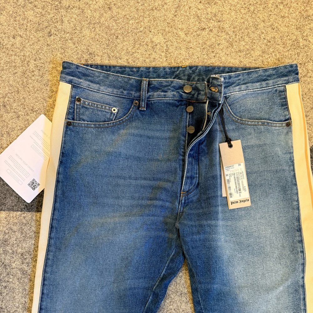 Palm Angels Jeans with Side Stripe, Mens NEW - Picture 4 of 9